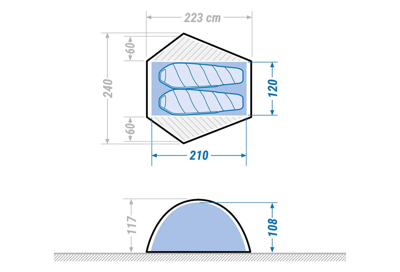 Forclaz Trek 500 Fresh And Black Tent 2 People White 5 Forclaz Trek 500 Fresh And Black Tent 2 People White - Image 3